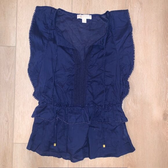 Michael Kors Navy Blue Sleeveless 100% Cotton Y2K style Top Size Small - Picture 11 of 11